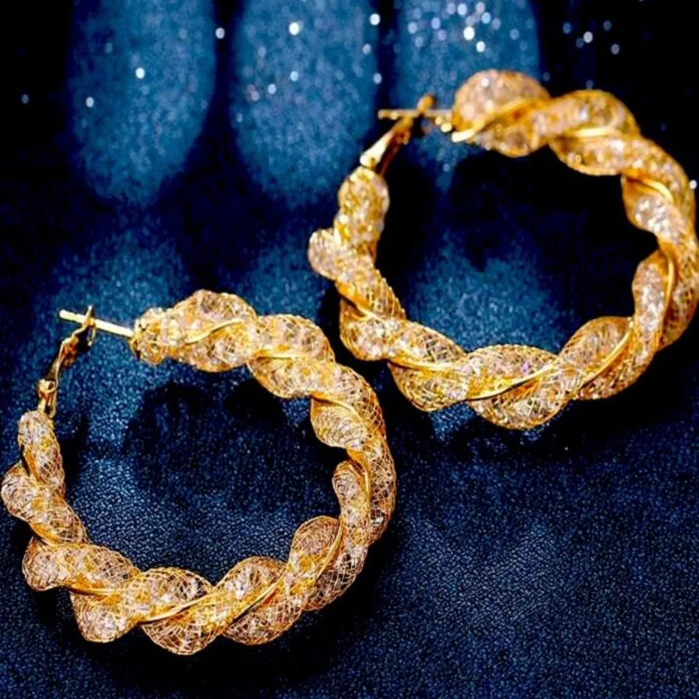 Spiral twist hoop earrings for pierced ears